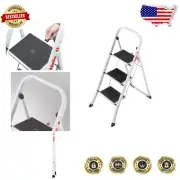 3-Step Folding Step Ladder - Safety Lock, Max Height 8.07 ft, 330 lb Capacity