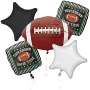 Game Time Touchdown Old-Fashioned Football Bouquet 5pc Foil Balloons, Black W...