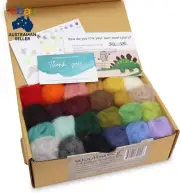 Felting Wool - Clean, Carded, Assorted Colors Roving for Needle & Wet Felting, C