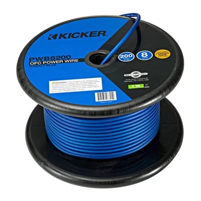 Kicker 8 AWG 200ft OFC Power Ground Wire Full Copper Hyper Flex Cable Blue