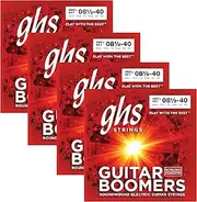 GHS Strings Guitar Boomers - Nickel Plated Electric Guitar Strings - GB8 1/2 SET - Ultra Light + (8 1/2-40) - Pack of 4