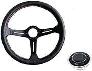 ND 14 Inch 350mm Universal Leather Auto Racing Steering Wheel Deep Corn Drifting Sport Steering Wheel Car Accessories NARDI