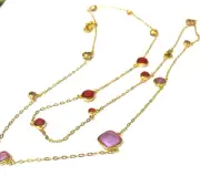 MICHAEL VINCENT MICHAUD *SPECTACULAR* PINK & LAVENDER 36″ NECKLACE 4700