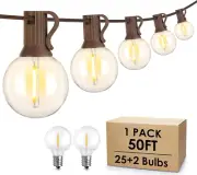 50ft Outdoor String Lights,G40 Globe Patio Lights with 25+2 Waterproof LED Bulbs