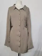 NEW TORRID TAUPE MADISON LONG SLEEVE BUTTON UP RAYON BLOUSE SIZE 5 NWT