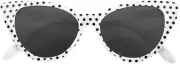WHITE CATEYE SUNGLASSES BLACK POLKA DOTS DARK GREY SMOKE LENS WOMEN UVB UVA