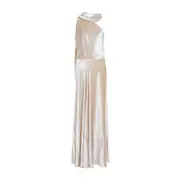 [Alberta Ferretti] Alberta Ferretti-Ivory Velvet Viscose Long Dress-Donna 40 IT
