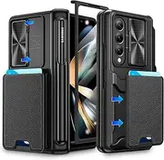 [ELEPIK] for Samsung Galaxy Z Fold 4 Case [Camera Lens Cover][S Pen Holder & Hinge Protection][Screen Protector][Card Holder][Heavy Duty Protective] 5G 2022 - Black