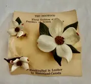 Vintage The Dogwood Flower Brooch Earrings Set White Leather Hinterland Canada