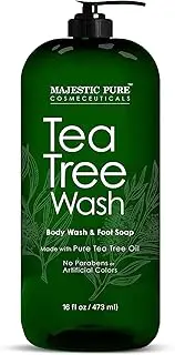 Majestic Pure Antifungal Soap with Tea Tree Oil, Natural Foot & Body Wash, 270ml - Helps with Nail Fungus, Athletes Foot, Ringworms, Jock Itch & Body Odour