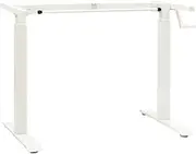 vidaXL Manual Height Adjustable Standing Desk Frame - Hand Crank Adjustable Carbon Steel Workspace Frame - White