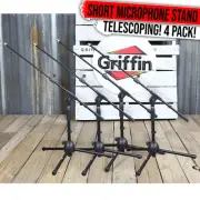 4x BUNDLE Short Mic Stand | Telescoping Boom Guitar Amplifiers Bass Drum Desktop