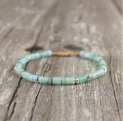 Genuine Amazonite Bead Bracelet Balancing Chakras Healing Reiki Handmade Gift