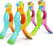 Yharnamite 4 Pcs Beach Towel Clips, Lounge Chairs Clips, Parrot Towel Clips for Beach Chairs, Strong Towel Clips for Keep Your Cloth or Towel from Blowing for Cruise, Beach, Patio, Pool