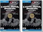 BCW Current Comic Book Backing Boards - 2 Pack (200 Total) | 24 pt, Coated, Buffered with 3% Calcium Carbonate | Precision Cut for Current Comic Bags | Comic Book Boards for Long-Term Storage