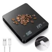 Digital Coffee Scale with Timer, 0.1g/3Kg Rechargeable Coffee Weight Scale Black