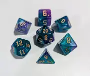 ✨Aurora Borealis 7 Dice Set Poly RPG DnD Dungeons Dragons AD&D Pathfinder d20✨