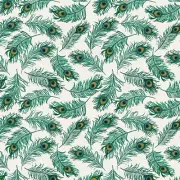 Fat Quarter - Peacock Symphony: Feather Symphony Ivory Cotton Fabric
