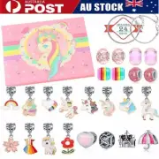 24Pcs Unicorn Christmas Charm DIY Bracelet Advent Calendar Jewelry Kit Set 2022