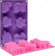 ARTEM 2pcs Cake Mold 6 Cartoon Silicone Animal Shape 3D Frog Kangaroo Turtle Hedgehog Owl Squirrel for DIY Baking Mould Cupcake Decorating Tools