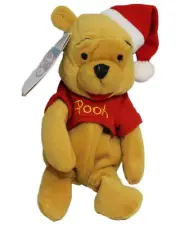 Disney Bean Bag Plush - Pooh, Santa hat