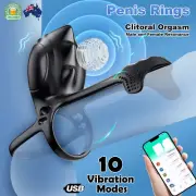 Penis Vibrator Double Cock Ring G Spot Clitoris Stimulator APP Remote Sex Toy AU