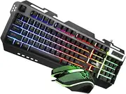 KALLORY 1Set RGB Backlit Gaming Keyboard and Mouse Durable Design Ergonomic for Office and Dorm Use Cool Rainbow Illumination Present for Gamers