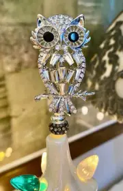 Ceramic Christmas Tree Custom Topper Owl Summer Clear Crystals Metal