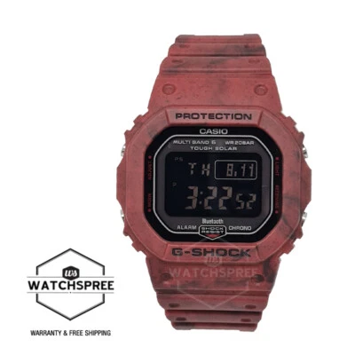 Casio G-Shock Bluetooth® Multi Band 6 Tough Solar Red Resin Band GWB-5600SL-4