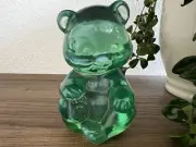 Fenton Green Clear Glass Sitting -Opalescent Nose
