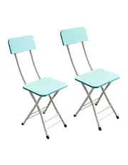 [SOGA] Space Saving Lightweight Foldable Chair Set of 2 in Blue