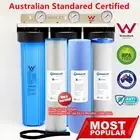 Whole House Water Filter System 20'' x 4.5'' Triple Big Blue 3 Stages + Gauge