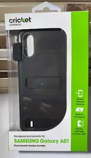 Cricket Wireless Kickstand & Holster Case For Samsung Galaxy A01 Black