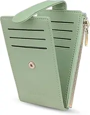 [FT FUNTOR] Small Wallet for Women，Ladies Bifold RFID Blocking Credit Card Holder with Zipper Coin Pocket & ID Window, light green, Small Wallet