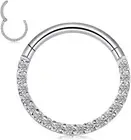 1 16 Gauge 3/8" Front Facing CZ Septum Hinged Helix Tragus Piercing Jewelry C308