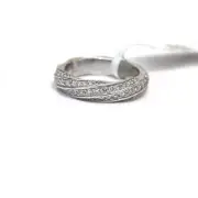 New DAVID YURMAN 5mm Cable Edge Band Ring in Sterling Silver & Diamond 7