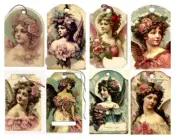 8 Angel Tags Junk Journal Scrapbook USA Seller