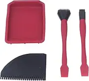 Silicone Glue Applicator Kit, Wood Glue Up 4Piece Kit The Complete Silicone Glue Kit with 2 Brush 1 Comb 1 Tray Uniform Application Woodworking Glue Spreader Applicator Set