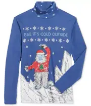 NEW MENS AMERICAN RAG BLUE YETI BAE GRAPHIC PRINT TURTLENECK SHIRT L