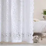 ALIGOGO White Lace Curtains 84 inches Long-Vintage Floral Luxury Lace Sheer Curtains for Living Room 2 Panels Rod Pocket 52 W x 84 L Inch,White