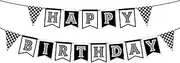 Race Car Happy Birthday Party Banner, Checkered Flag Banner Racing Banner Themed Party Supplies Decorations Black and White Racing Banner for Themed Party Supplies Decorations