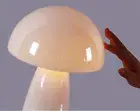 White Mushroom Lamp, Murano style Glass Lamp, Bedside Table Lamp, Desk Lamp