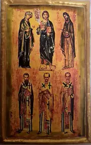 Three Holy Hierarch Saints Gregory St John St Basil Deesis Greek Orthodox Icon