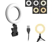 Computer Ring Light With Adjustable Tripod, 5 Light Modes Video Conference Light, Laptop Mini Ring Light, Webcam Light, Zoom Light