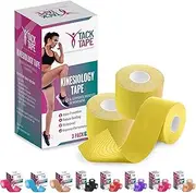 Kinesiology Sports Tape - Water & Sweat Resistant Therapeutic Tape for Performance Fitness Athletes, Protect & Assist Motion, Injury Recovery - Large Box 3 Rolls -Yellow
