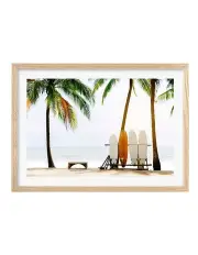 [Profile Australia] Australian Made Surfboards and Palms Art Print A2 in Natural Frame