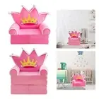 Kids Foldable Sofa Bed Princess Chair Furniture Pink Crown Fold Out Couch