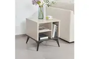 Lamp Table | 3 Open Storage Cabinets | MDF Build | Champagne Finish | Stylish Side Table