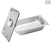 SOGA Gastronorm GN Pan Full Size 1/3 GN Pan 6.5 cm Deep Stainless Steel Tray With Lid