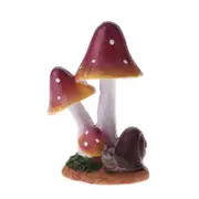 Catzon Snail Mushroom Statue Fairy Garden Decoration for Flowerpot Lawn-Purple